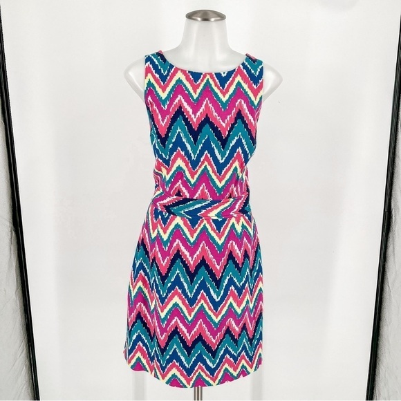 Lilly Pulitzer Kirkland Dress Hearts A Flutter Bright Colorful Chevron - Picture 1 of 6